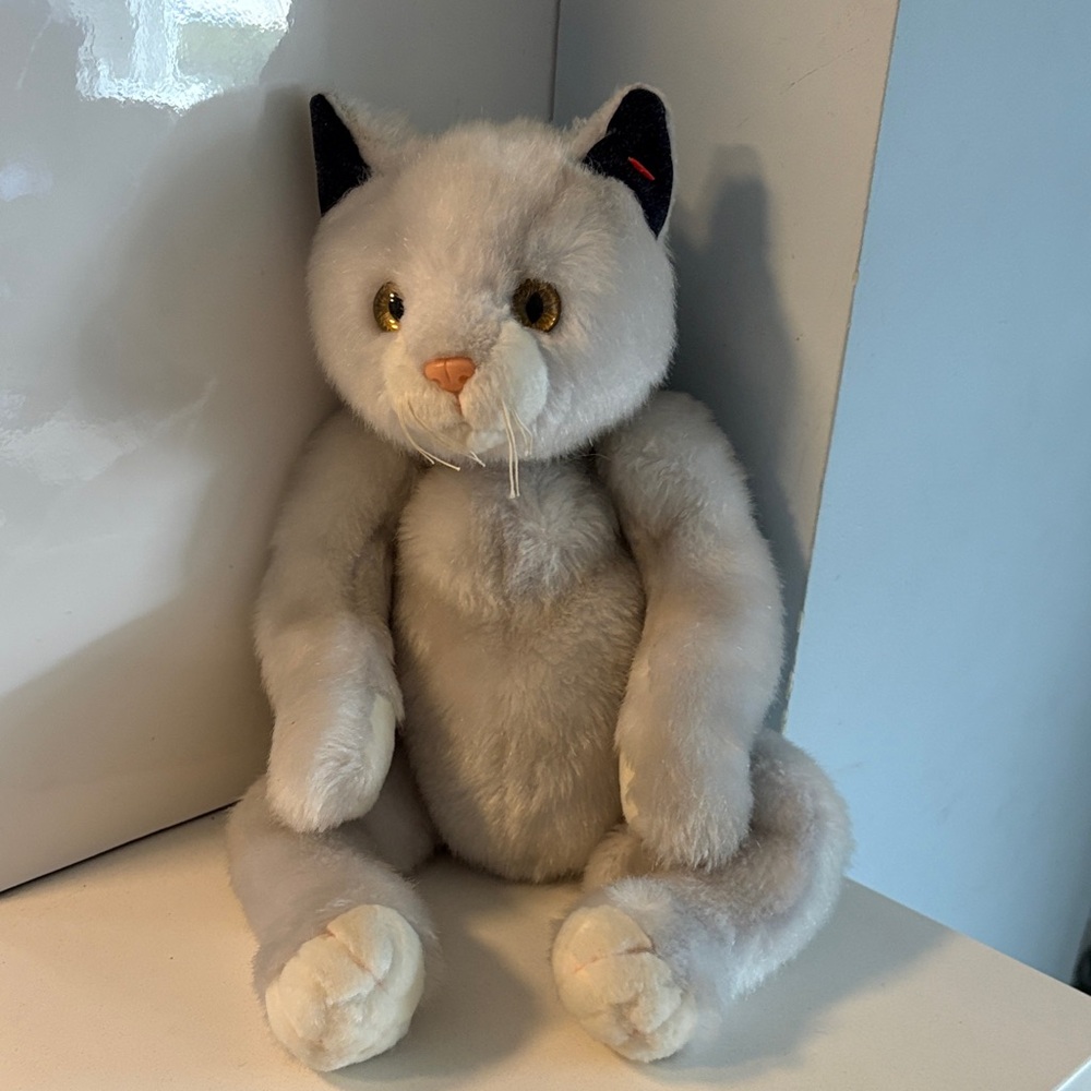 Ty Pearl the Cat Grey & White Plush Cat Rare Retired